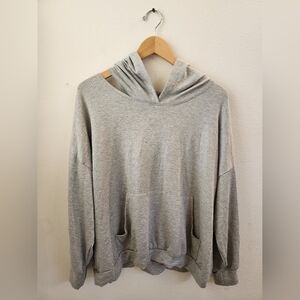 Elan Women's Soraya Hoodie Cutout Shoulder Lightweight Gray Extra‎ Large XL NWT